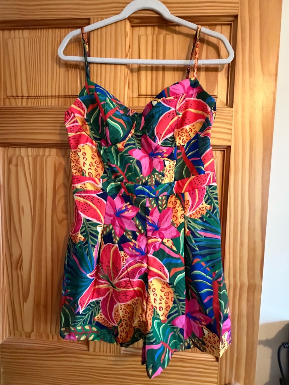 Tropical Floral Spaghetti Strap Romper - XL